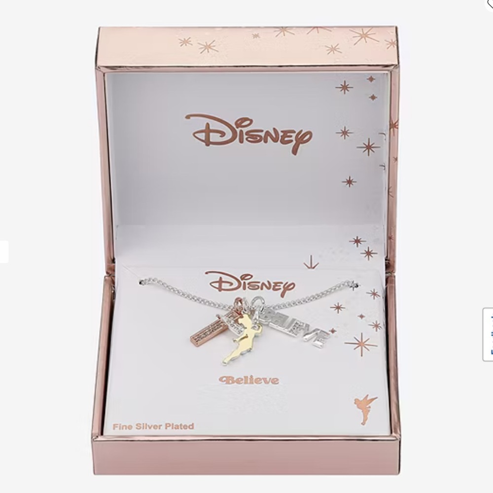 Disney Classics Jewelry | Tinker Bell “Believe” | Tri-Tone Pendant Necklace - Picture 3 of 13